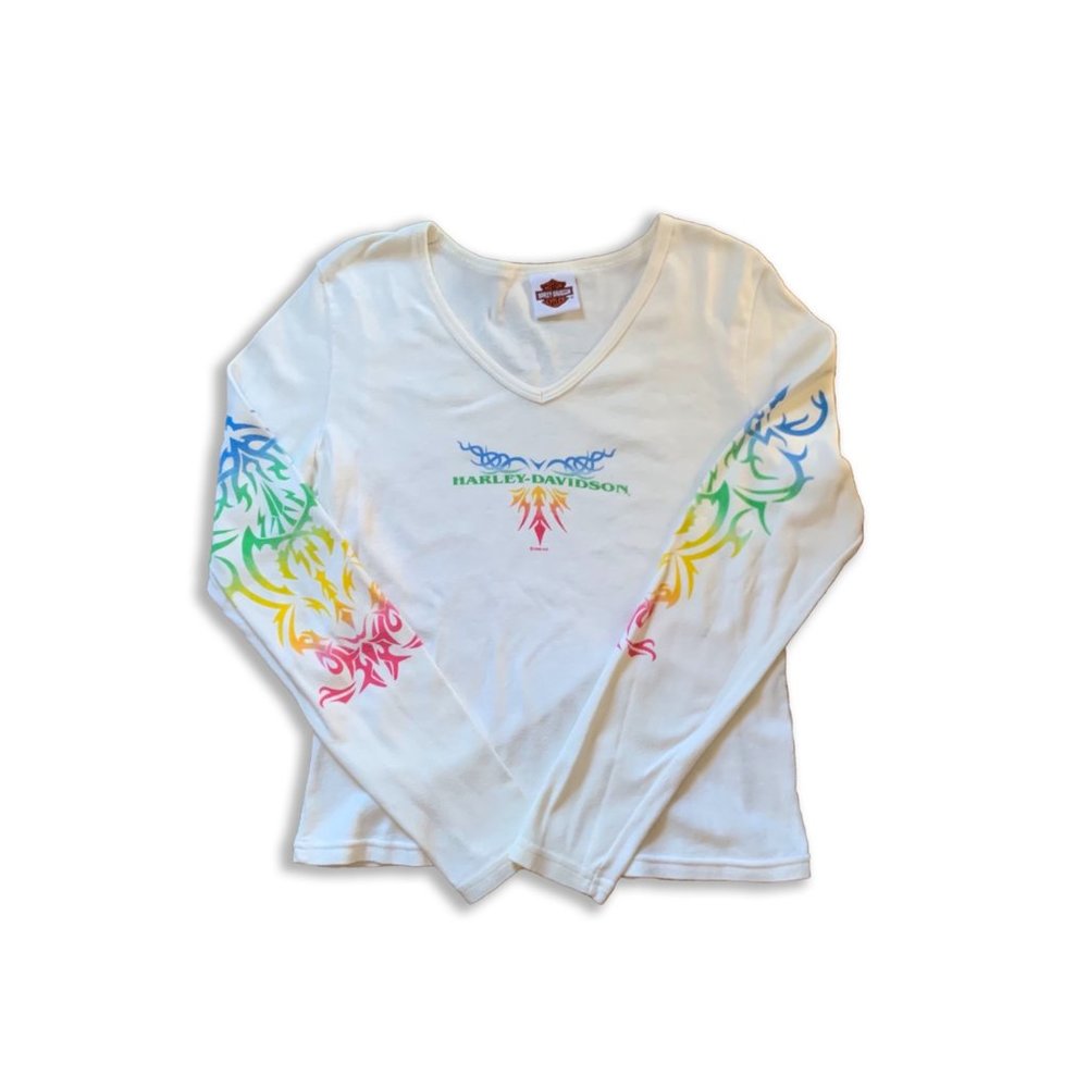 Vintage Rainbow Harley Davidson Long Sleeve